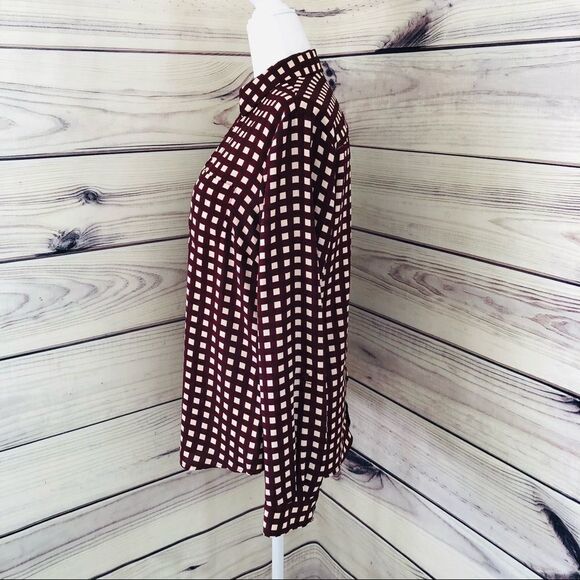 The Limited Ashton Burgundy Gingham Plaid Button Down Long Sleeve Shirt - Picture 6 of 13
